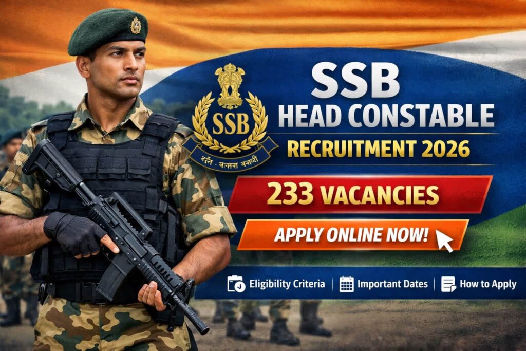 SSB Head Constable Recruitment 2026 Official Notification 233 Vacancies