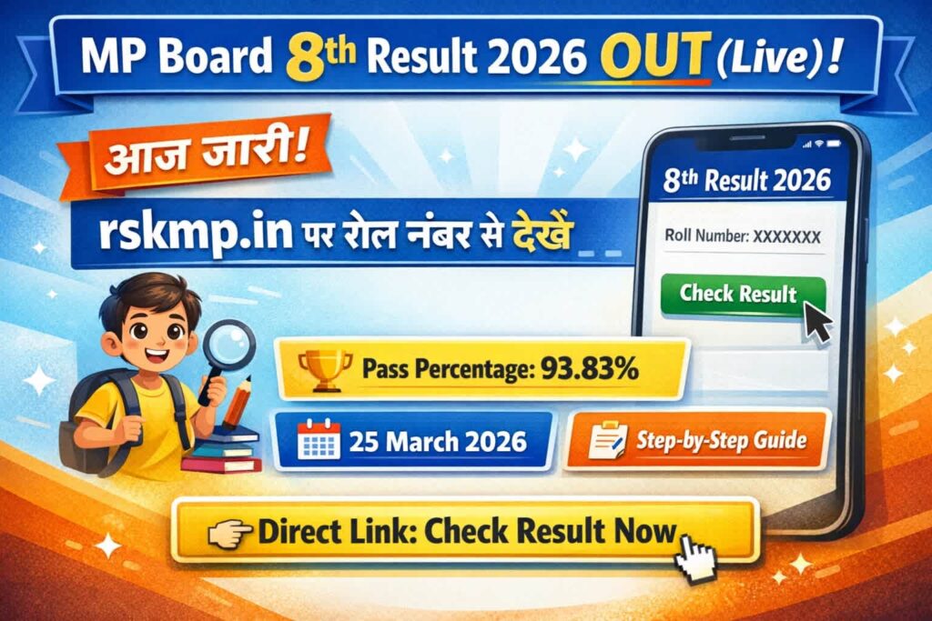 MP Board 8th Result 2026 check online rskmp.in
