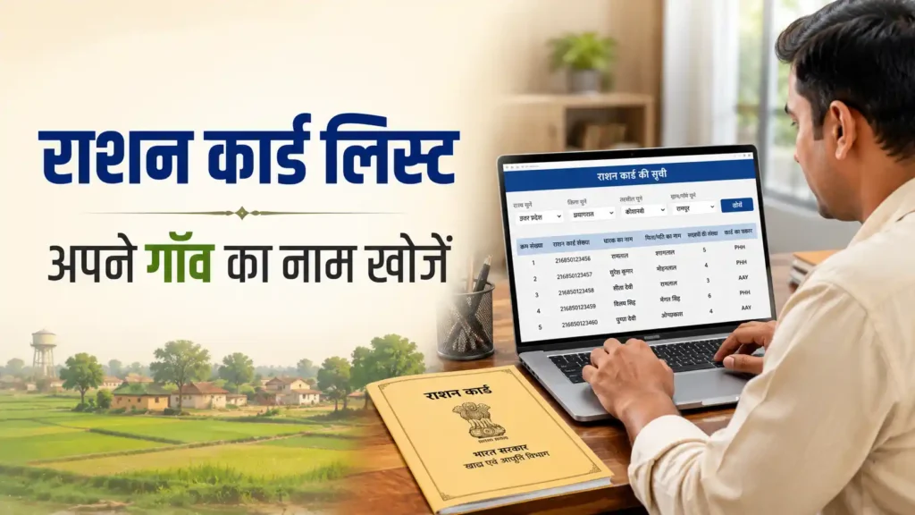 Indian village woman checking ration card list online on mobile phone in rural village